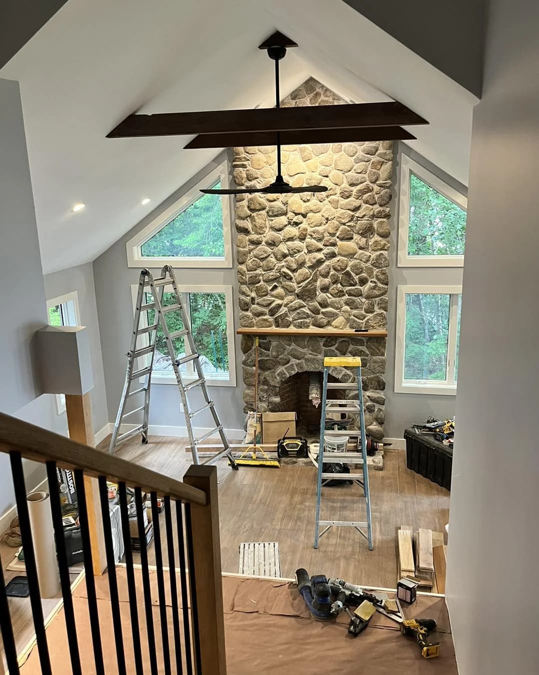 Stone fireplace build — General Contracting project in Central NH by A&E Home Improvement