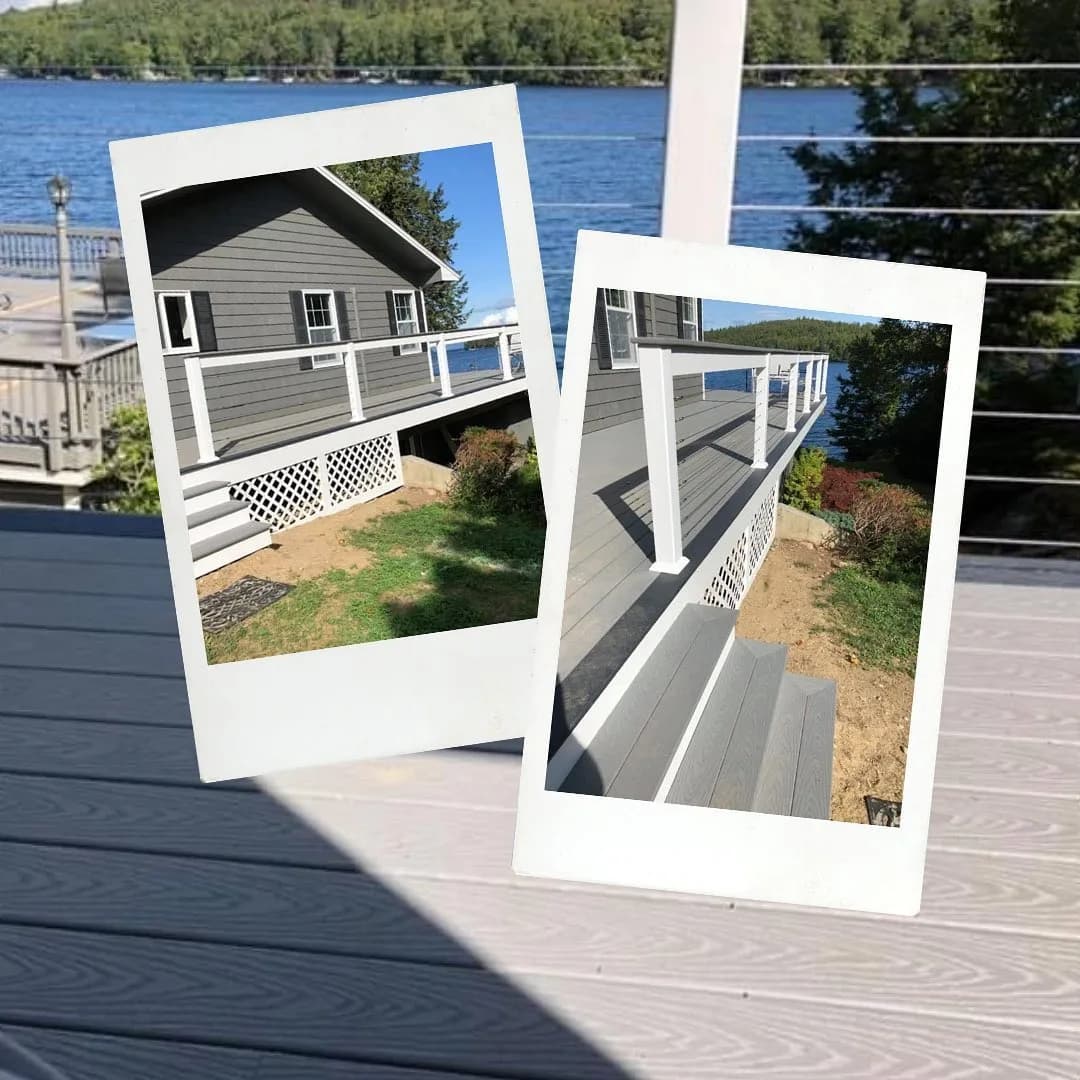 Deck with cable and glass railing — Decks project in Lakes Region, NH by A&E Home Improvement