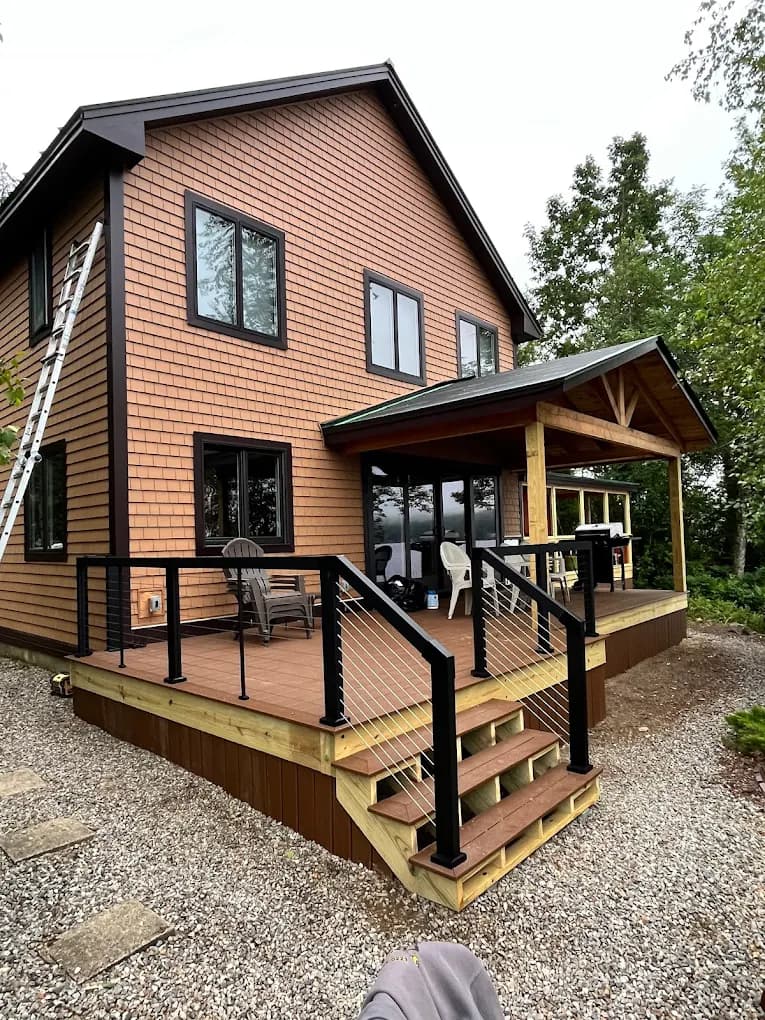 Cable-railing deck and stairs — Decks project in Southern NH by A&E Home Improvement