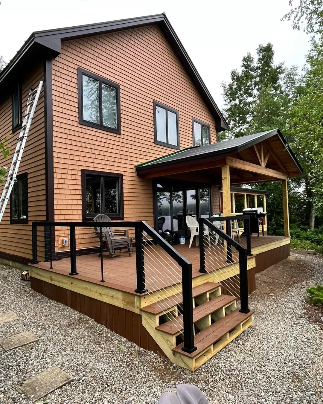 Timber-frame entrance — Design/Build project in Lakes Region, NH by A&E Home Improvement