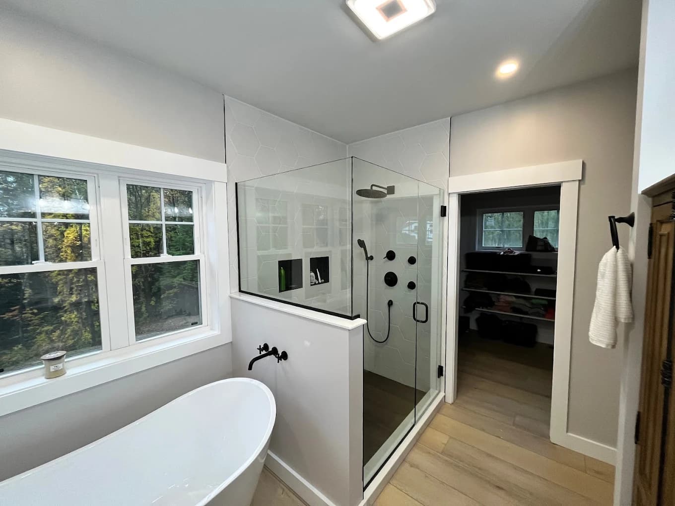 Glass shower bathroom renovation — General Contracting project in Central NH by A&E Home Improvement