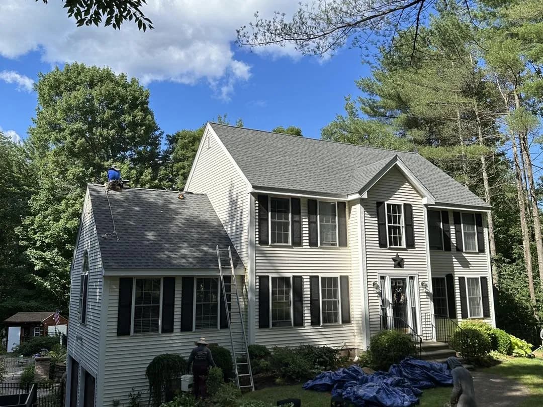 Asphalt shingle roof replacement on a colonial — Roofing project in Southern NH by A&E Home Improvement